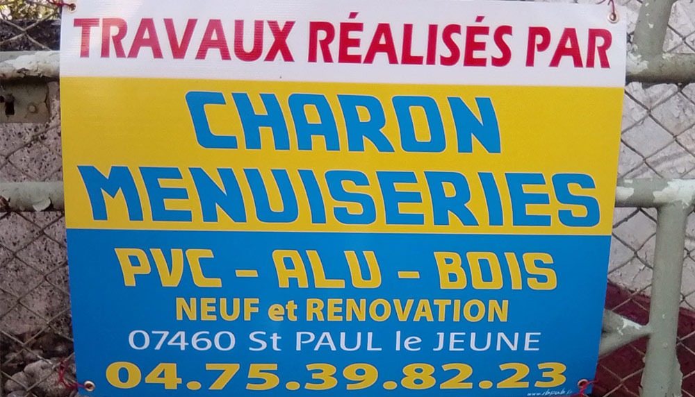 Panneau de l'entreprise Charon Menuiseries